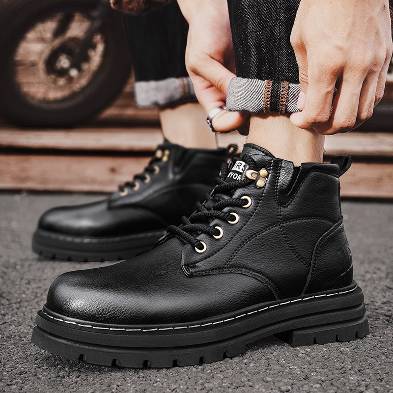 Luxury Brand Men's Lace-Up Shoes Winter Classic Mens High Top Boots Man Korean Version Casual Shoes Male Leather Fashion Boots