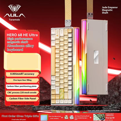 AULA Hero 68HE Magnetic Keyboard RGB Light Wired Hot Swap Esports 8K Gaming Hero68 Mechanical Keyboard Low delay PC Accessories