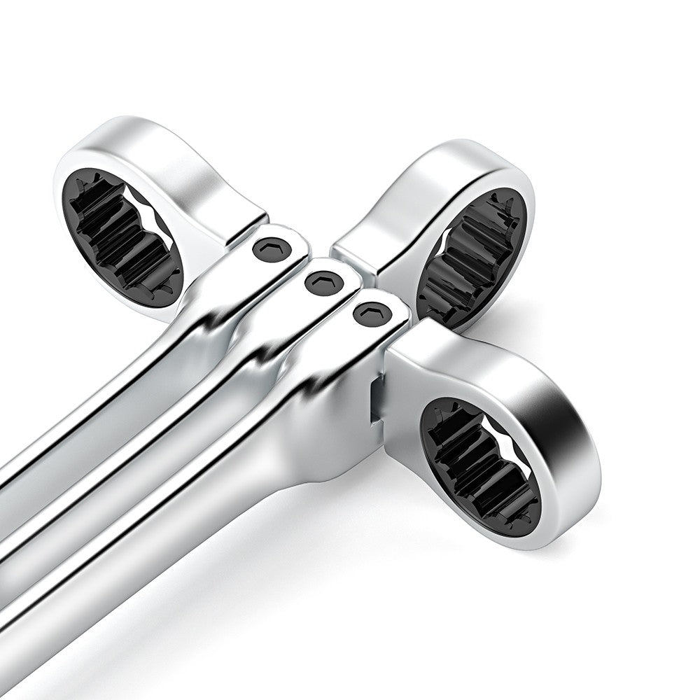 Ratchet Spanner Wrench Set 8-22mm Gear Ring Ratcheting Combination Wrench Kit Metric Flexible Head with Canvas Bag