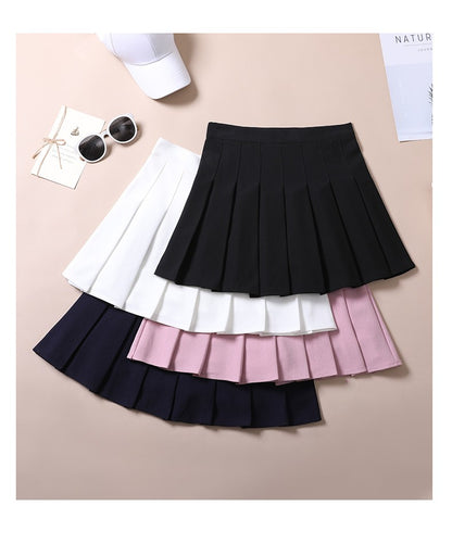 Women's Skirts Japanese Fashion School Clothes Brown Pleated Saias Femininas Girls Red Ropa Para Mujer Mini Skirt With Shorts