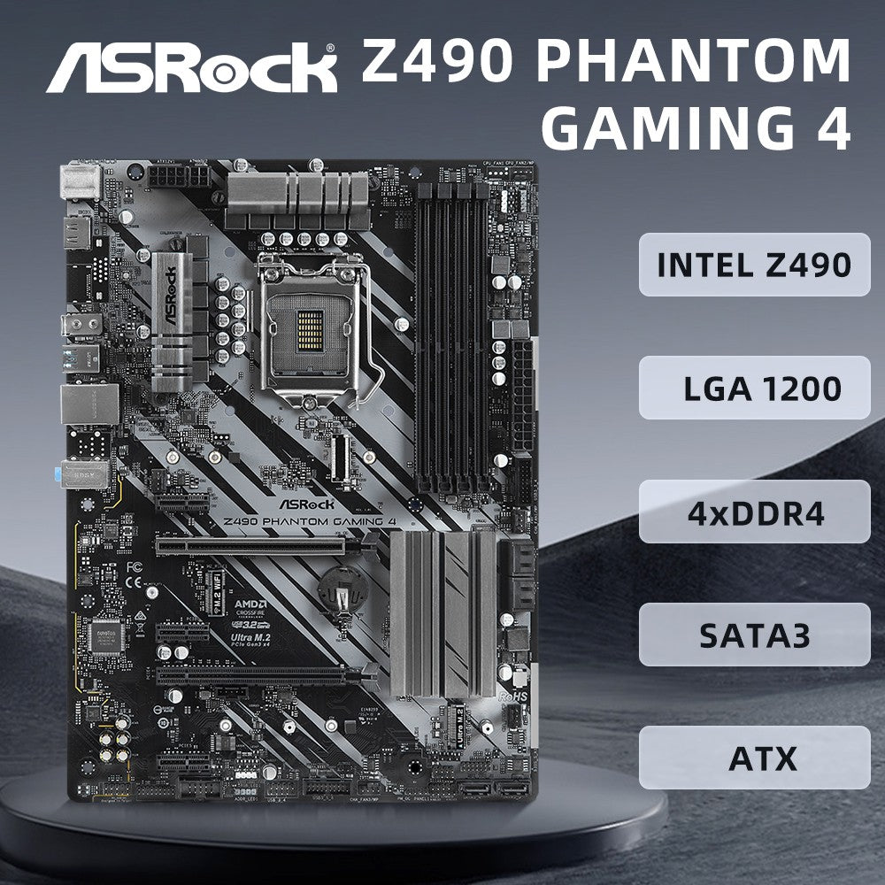 ASRock Z490 PHANTOM GAMING 4 Motherboard LGA1200 Support i9-10900K i7-10700 i5 10400 i3-10300 CPU 4xDDR4 4400MHz M.2 NVME ATX