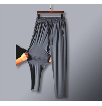 Ice Silk New Pants for Men's Summer Thin Style Sports Quick Dried Straight Leg Draping Wide Leg Pants Casual Long Pants for Men