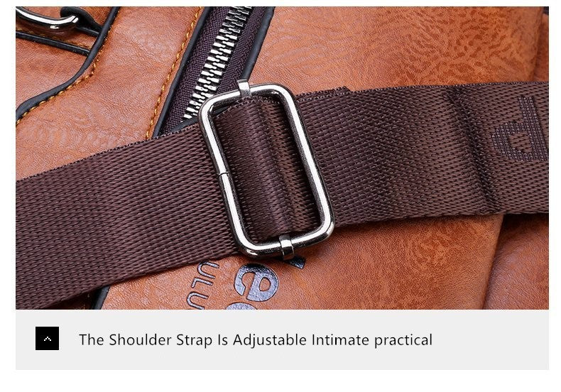 JEEP BULUO Luxury Brand Men Crossbody Messenger Bags Business Casual Handbag Male PU Shoulder Bag Large Capacity