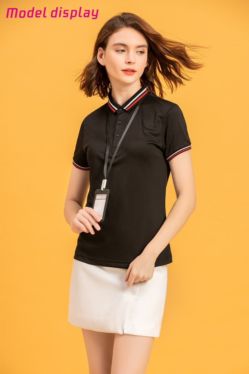 100% linen cotton polo shirt, T-shirt, breathable collar, short sleeved, custom printed logo, embroidered men's and women's work