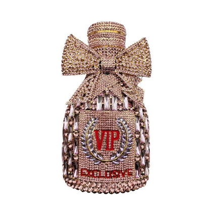 XIYUAN Women Rhinestones Clutch Purse Champagne Bottle Evening Bags Diamond Hard Metal Clutches Wedding Party Minaudiere Purses