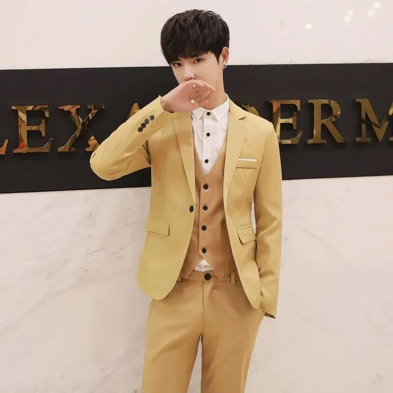 Men's Casual Wedding Suit Set New Groom Best Man Wedding Ceremony New Chinese Style Small Tailored Jacket Outfit