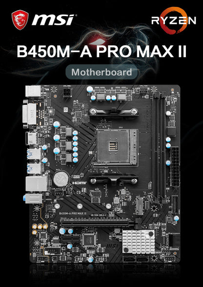 Placa-mãe MSI AMD B450M-A PRO MAX II Nova Memória DDR4 de canal duplo M.2 SATAIII USB3.2 Suporte CPU R9 Soquete AM4