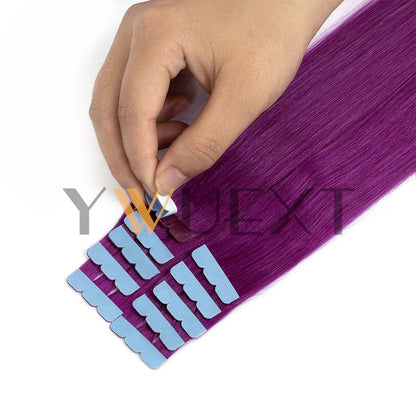Cabelo Humano em Fita Mini YWUEXT em Cores Fantasia 12-20 polegadas Liso Natural Sem Costura Extensões de Cabelo em Fita para Penteado de Saída