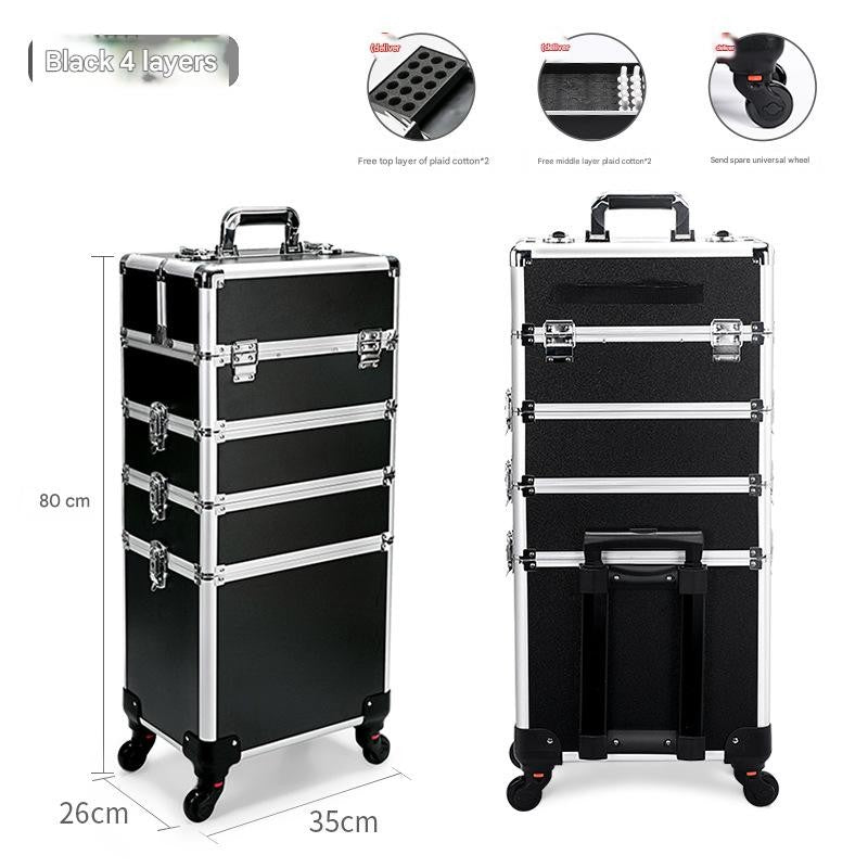 Cosmetic Case Rolling Luggage Makeup Train Trolley Large Capacity Suitcase with Lock Swivel Wheels For Salon Barber Manicurist