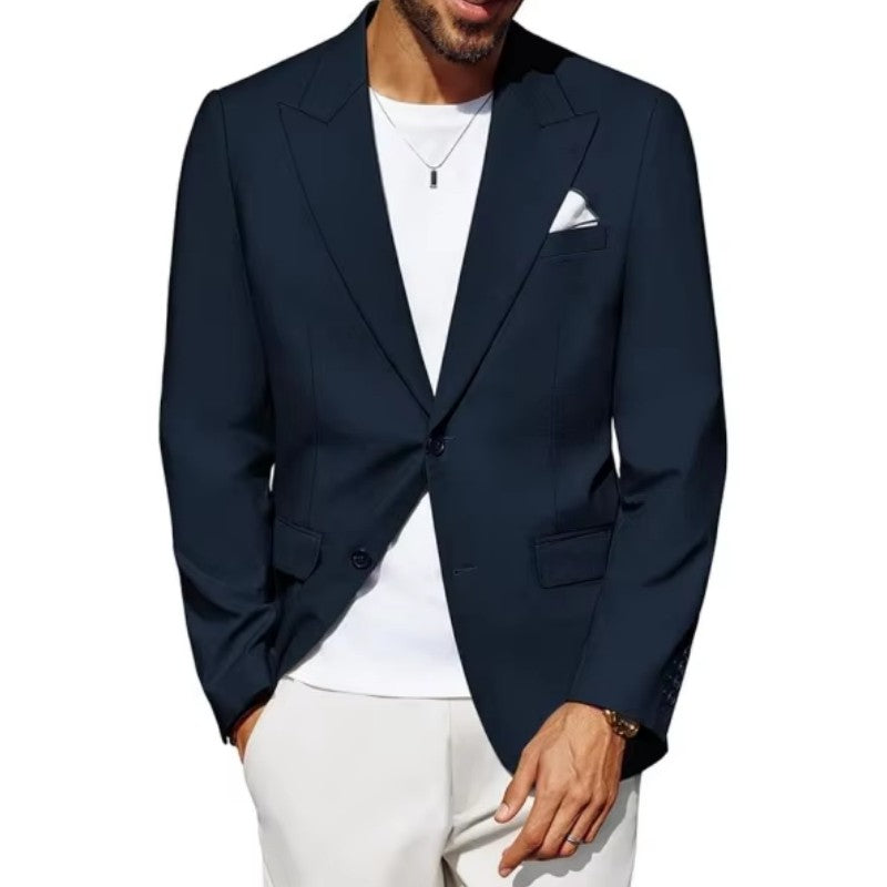 "Men's Slim Fit Sporty Blazer Jacket - Custom Tailored Suit Coat, Casual & Formal Single/Double Breasted, 2-Button Design,