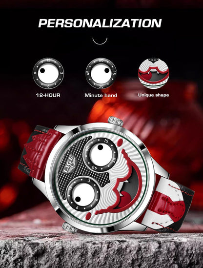LIGE 2025 Creative Watches For Men Clown Fashion Quartz Wristwatches Waterproof Leather Strap Mens Watch Cool Joker Reloj Hombre