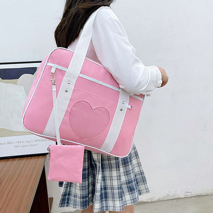 Japanese JK School Heart Uniform Bags Women's Student Handbag Cosplay Anime Shoulder Bag Large Capacity Handbags