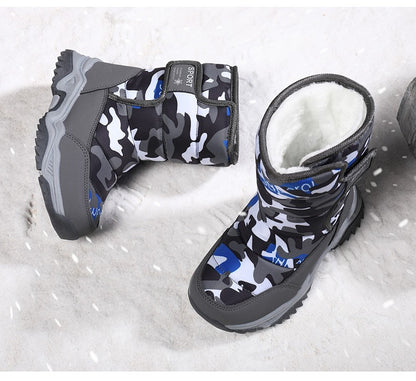 2025 Winter Children Shoes Plush Waterproof Fabric Non-Slip Girl Shoes Rubber Sole Snow Boots Fashion Warm Outdoor Boots