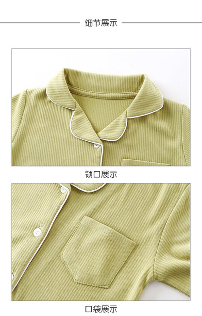 New Autumn Winter Kids Thermal Pajamas Set, Boys and Girls Fleece Long Sleeve Lapel Home Wear Two-Piece Outfit