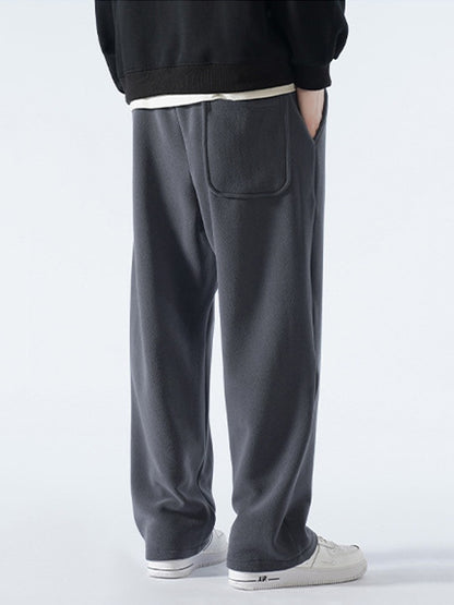 Winter Men's Sweatpants Korean Fashion Thick Warm Fleece Wide Leg Straight Loose Track Pants Male Casual Thermal Velvet Trousers