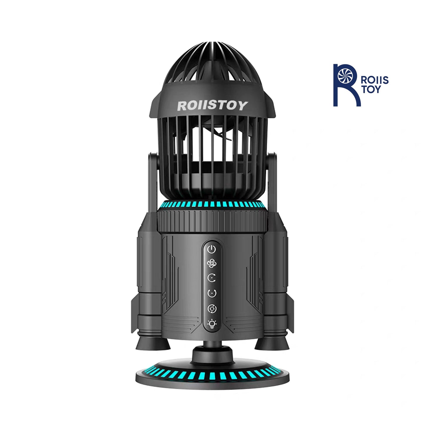 Space Inspired Rocket Fan Battery Operated USB C Rechargeable 3 Level Breeze Adjustable Ultra Quiet Desktop Cooler