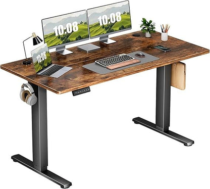 Electric Adjustable Height Standing Desk - 55 x 24 inch Sit to Stand Up Desk with Splice Board, Rising Home Office Computer Tab