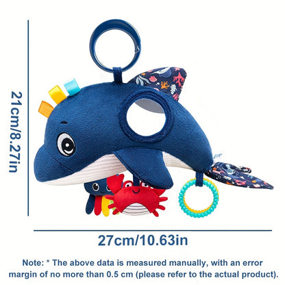 Newborn Infant Soft Whale Mobile Hanging Baby Educational Toy For Baby Intellectual Development Handheld Cute Stuffed Animal Toy