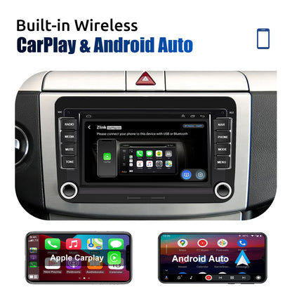 ESSGOO 7" Android 14 4G+64G Apple Carplay Som Automotivo GPS NAVI WIFI RDS FM BT para VW Golf 5 6 Passat Polo Touran Tiguan Caddy EOS