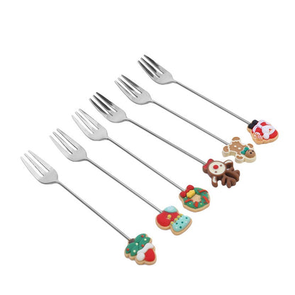 Christmas Gift  Deco Tableware Cutlery Set Elk Christmas Tree Decoration Dessert Spoon Fruit Fork Coffee Spoon Cutlery Gift