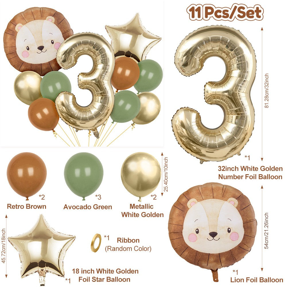 11pcs Cartoon Jungle Safari Animal Head Balloon Lion for Birthday Party Decor 40inch Platinum Digit Jungle Party Decoration Gift