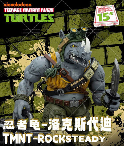 Original JOYTOY TMNT 1/18 Coleção Rocksteady&Beebop Conjunto Completo Boneco de Ação Soldado 11.5cm