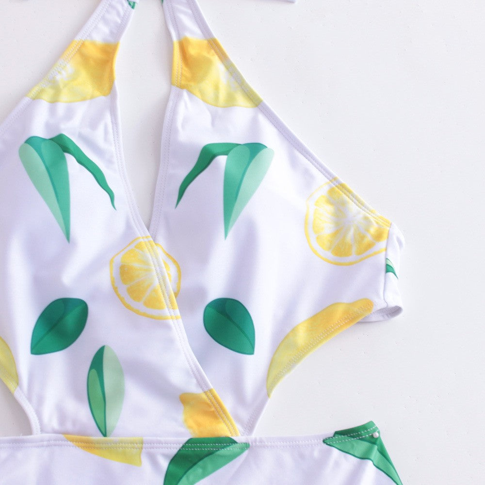 V-neck Halter Bikini Hollow Out Bandage Backless Monokini Vacation Swimwears Women Swimsuit Brazilian Beach Outfit Bathing Suits