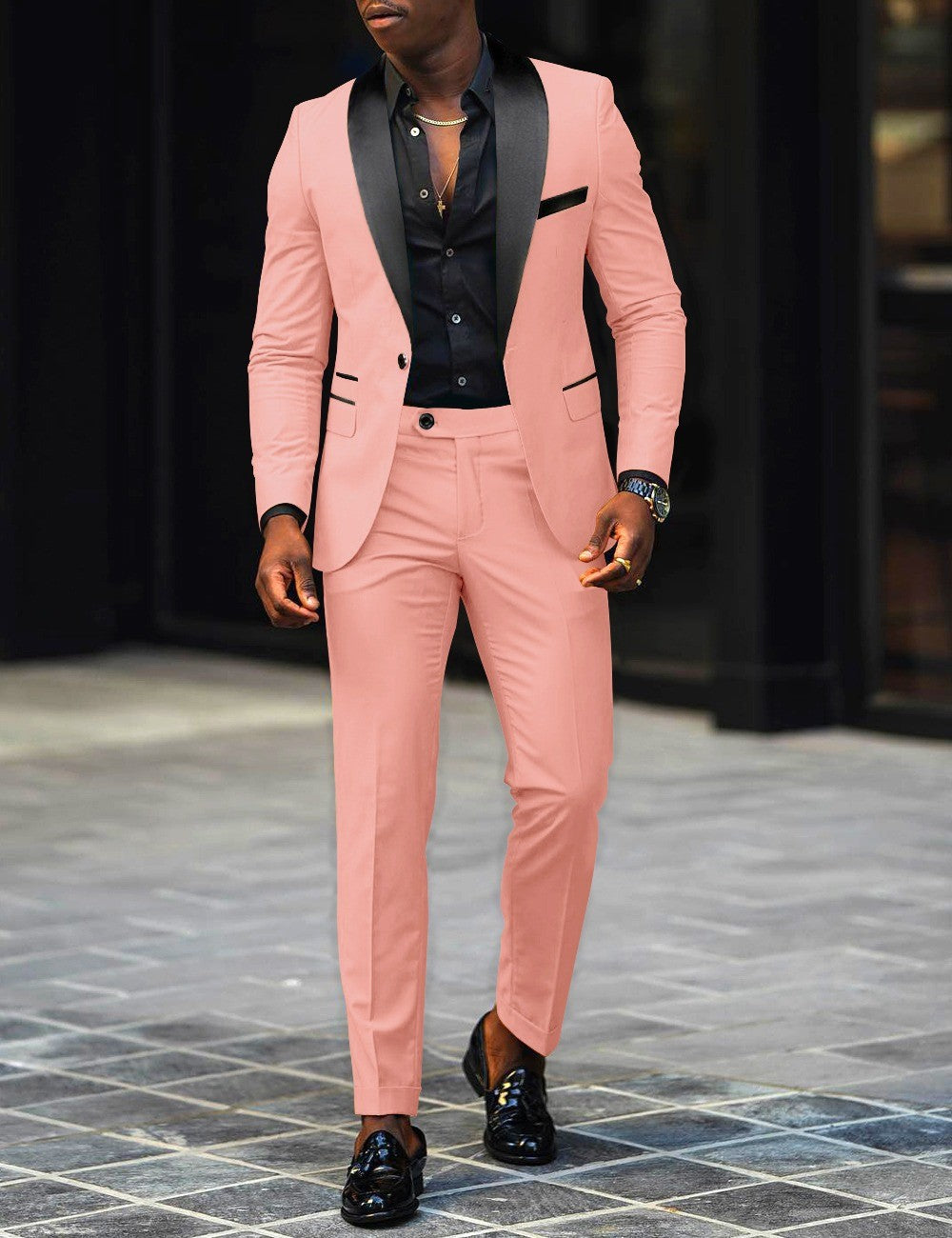 Men's New Fashion Business Casual Two-piece, Comfortable and Breathable Slim-fit Side Slit Single-button Suit Jacket+trousers