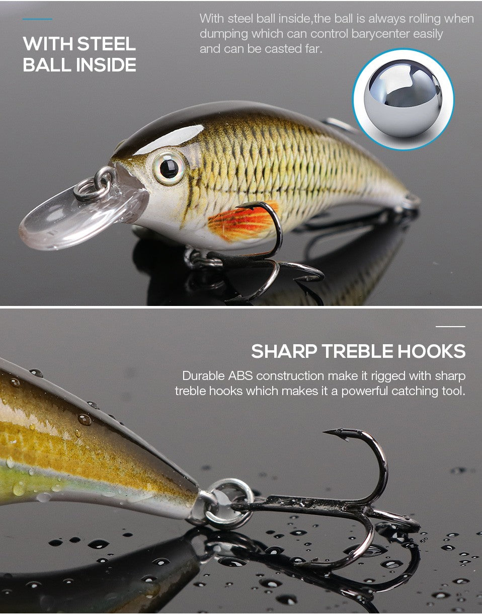 TREHOOK 6cm 10g Black Minnow Iscas de Pesca de Truta Flutuante Dura Wobbler Crankbait Jerkbait Isca Artificial para Baixo e Truta