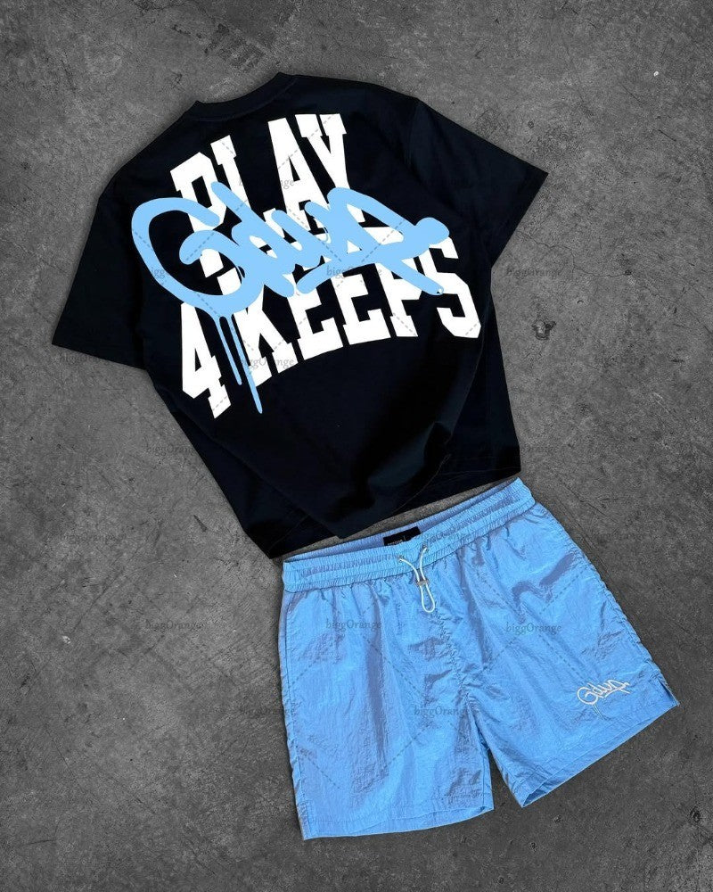 American High Street Fashion Clothing Harajuku Retro Letter Casual Loose T-shirt Men Street Hip-hop Fashion Oversized Top Women