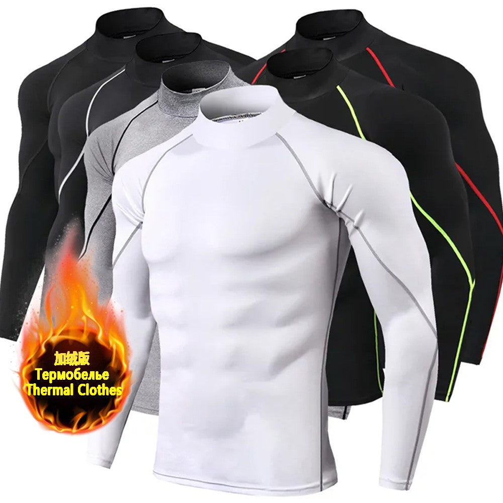 Winter Man Compression Shirt Cycling Clothing Warmth Shirt Warm Bottoming Shirt Men Compression T-Shirt Gym Sportswear 2024 New