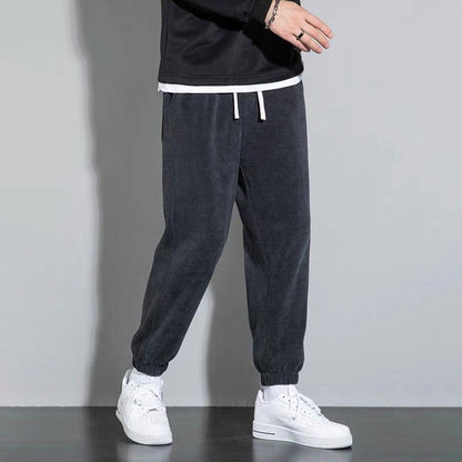 Calça Masculina Moletom Tech Fleece Bordado Sarja Folgada Jogger Calça Harem Masculina Outono Casual Calça Térmica Esportiva Solta