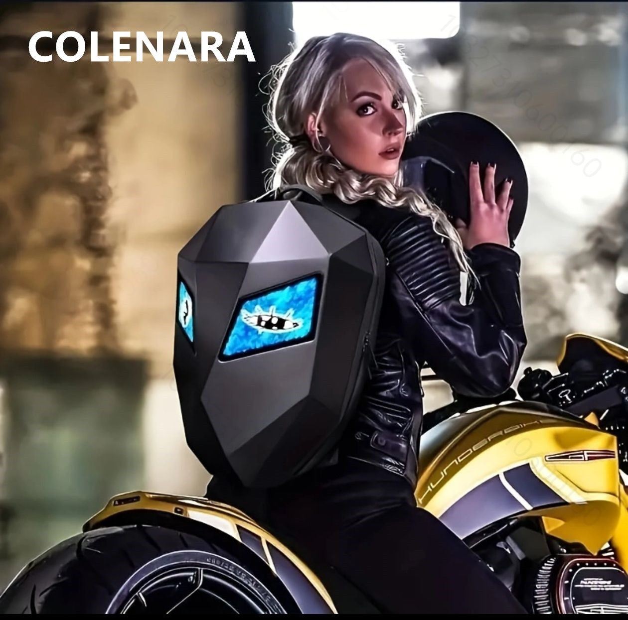 Mochila LED COLENARA Mochila para Motocicleta Masculina Bolsa de Ombro ABS + PC Mochila Escolar à Prova d'Água