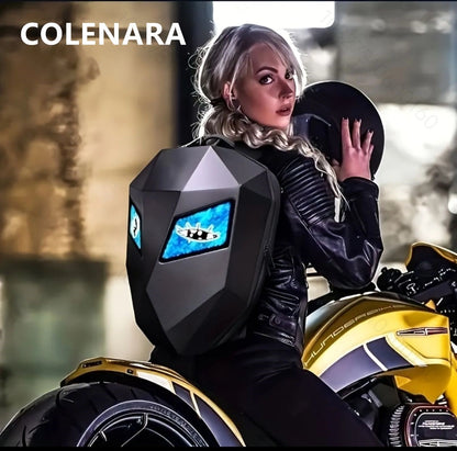 Mochila LED COLENARA Mochila para Motocicleta Masculina Bolsa de Ombro ABS + PC Mochila Escolar à Prova d'Água