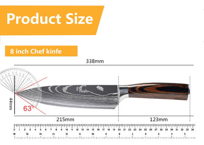 Conjunto de Facas de Chef 1-10 Peças Facas de Cozinha Padrão Damasco a Laser Faca Japonesa Santoku Afiada Cutelo Faca Utilitária para Fatiar
