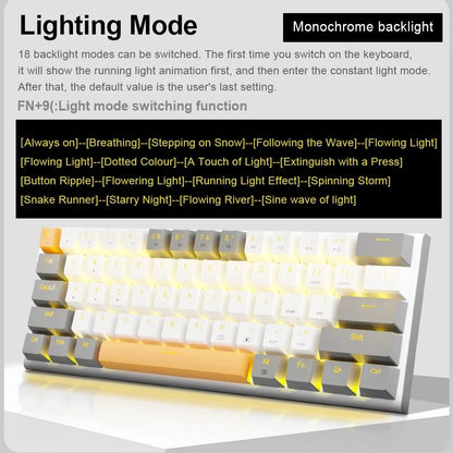 E-YOOSO Z11 Teclado Mecânico para Jogos USB com Fio Red Switch 61 Teclas Gamer Russo Português Brasileiro para Computador PC Laptop