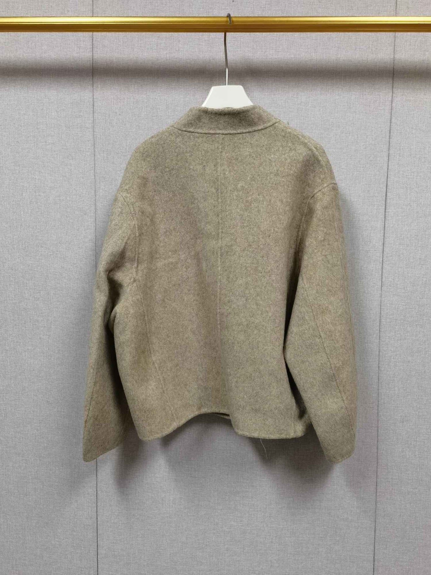 2025 Autumn Winter Fashion Women 3 Colors Single Breasted Stand Collar Coat Lady Double Sided Woolen Jacket