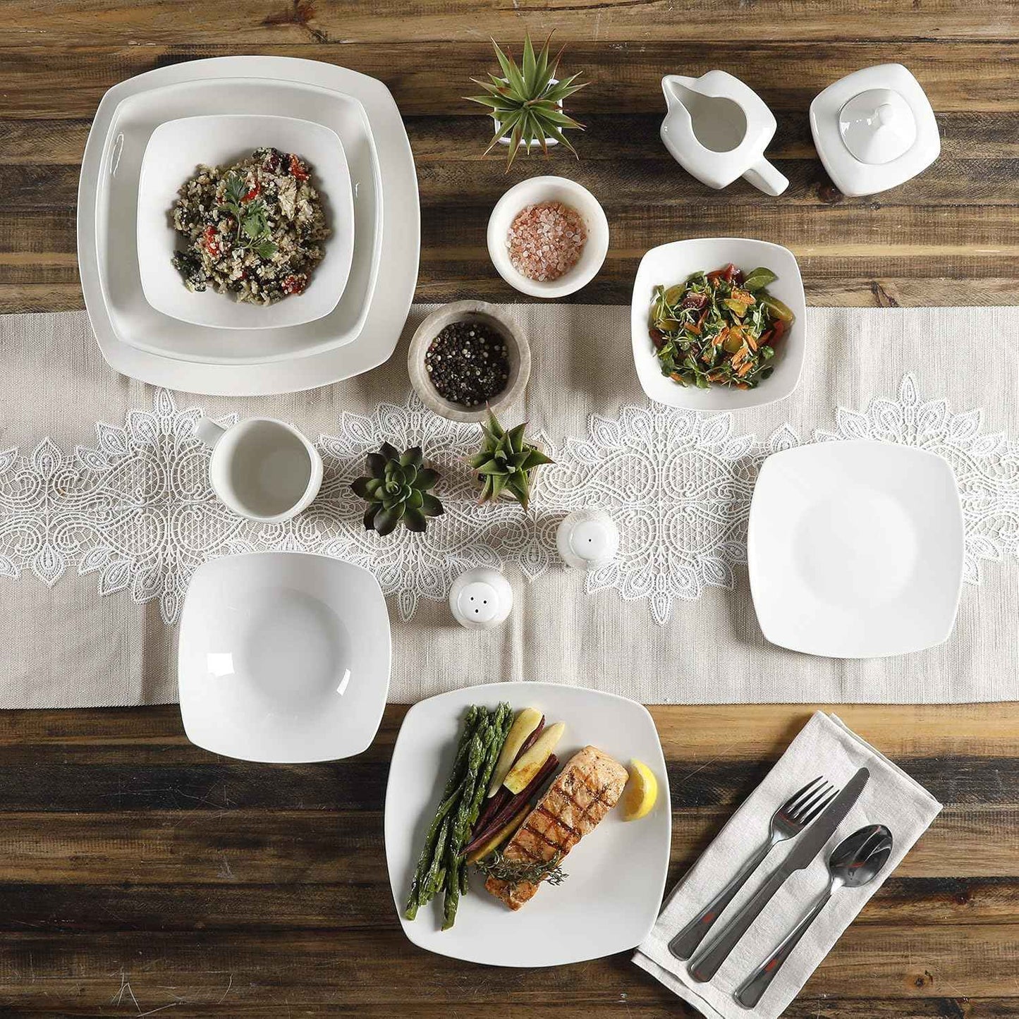Zen Buffetware 39 Piece Dinnerware Set , White