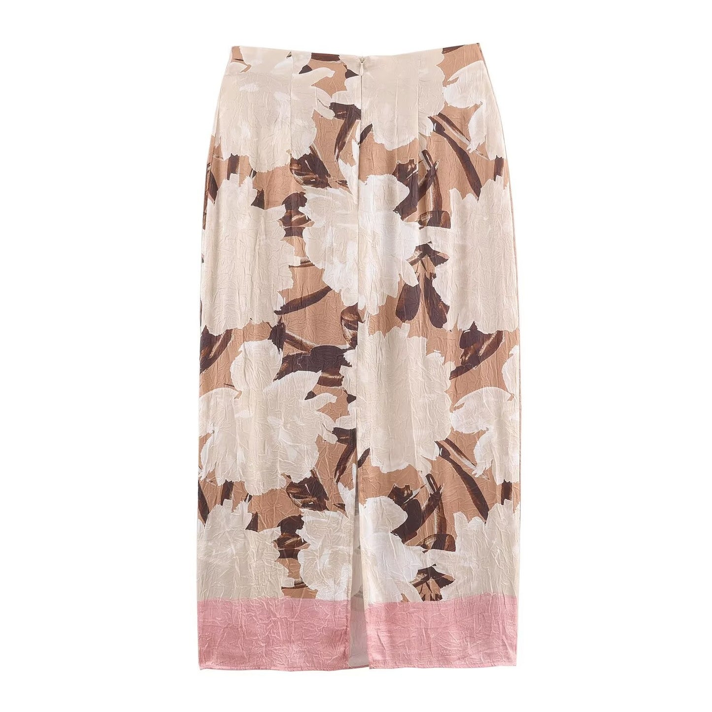 2025 Autumn New Product Women's Casual Style Fashion High Waist Printed Wrinkle Effect Midi Half Body Skirt