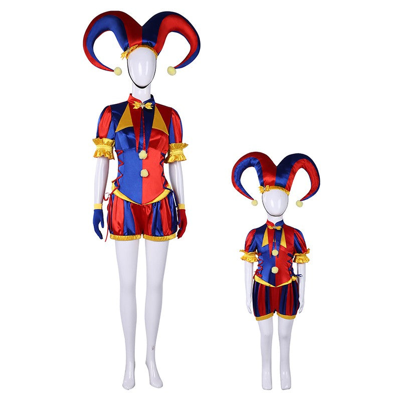 The Amazing Digital Circus Pomni Cosplay Costume Women Men Girls Boys Clown Costume Suit Halloween Party Role Playing Outfits