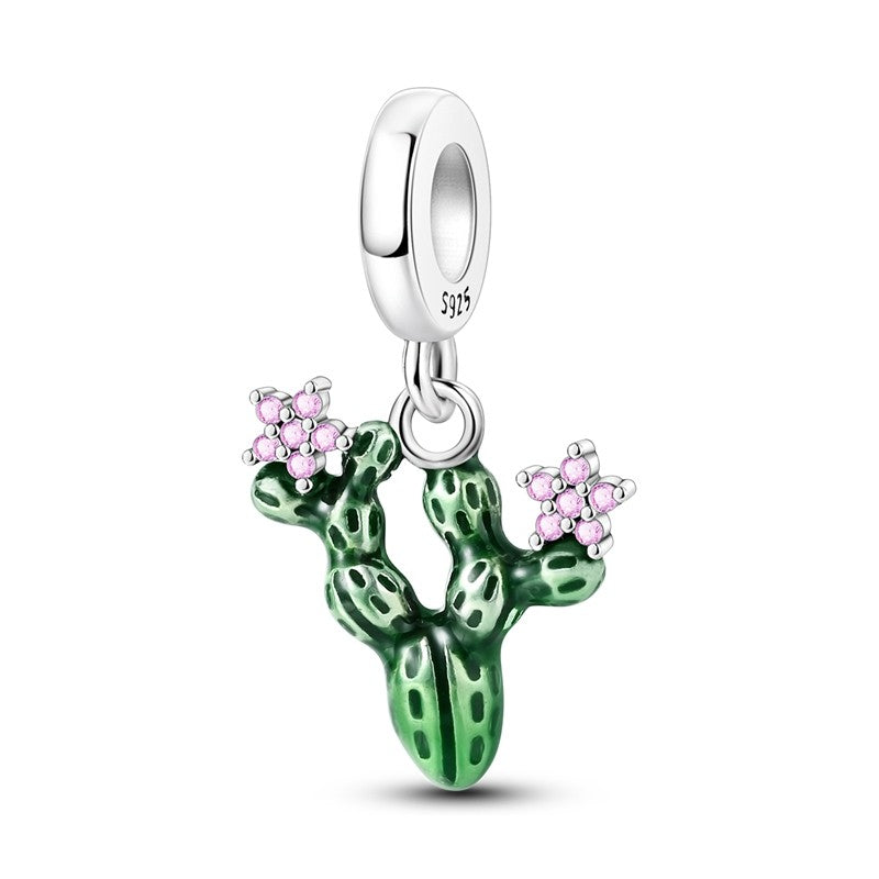 925 Sterling Silver Green Series Flower Tree Apple Pendant DIY Fine Beads Fit Original Charms Bracelet Women Jewelry Diy