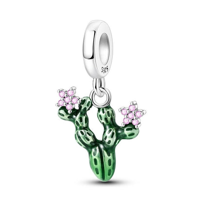 925 Sterling Silver Green Series Flower Tree Apple Pendant DIY Fine Beads Fit Original Charms Bracelet Women Jewelry Diy