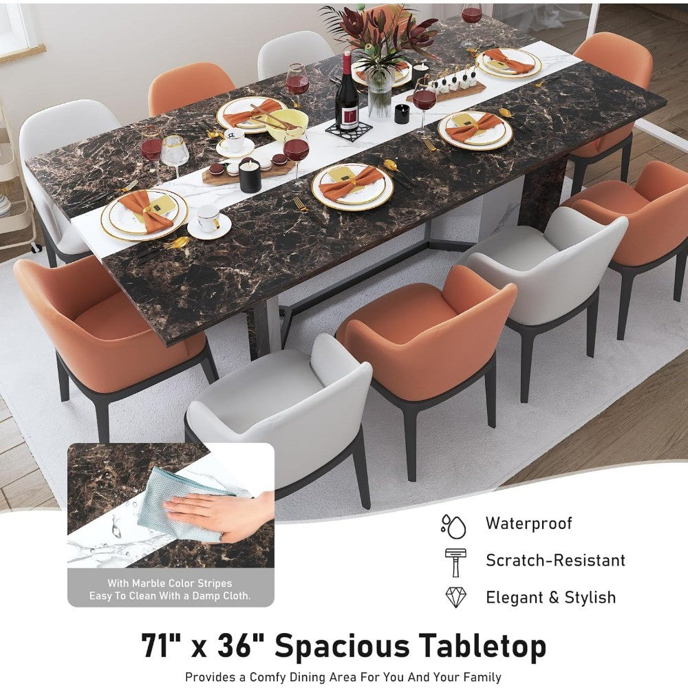 71 Inch Dining Table for 6 People,Modern Rectangular Kitchen Table W/Waterproof Wood Tabletop,Farmhouse Long Dining Room T