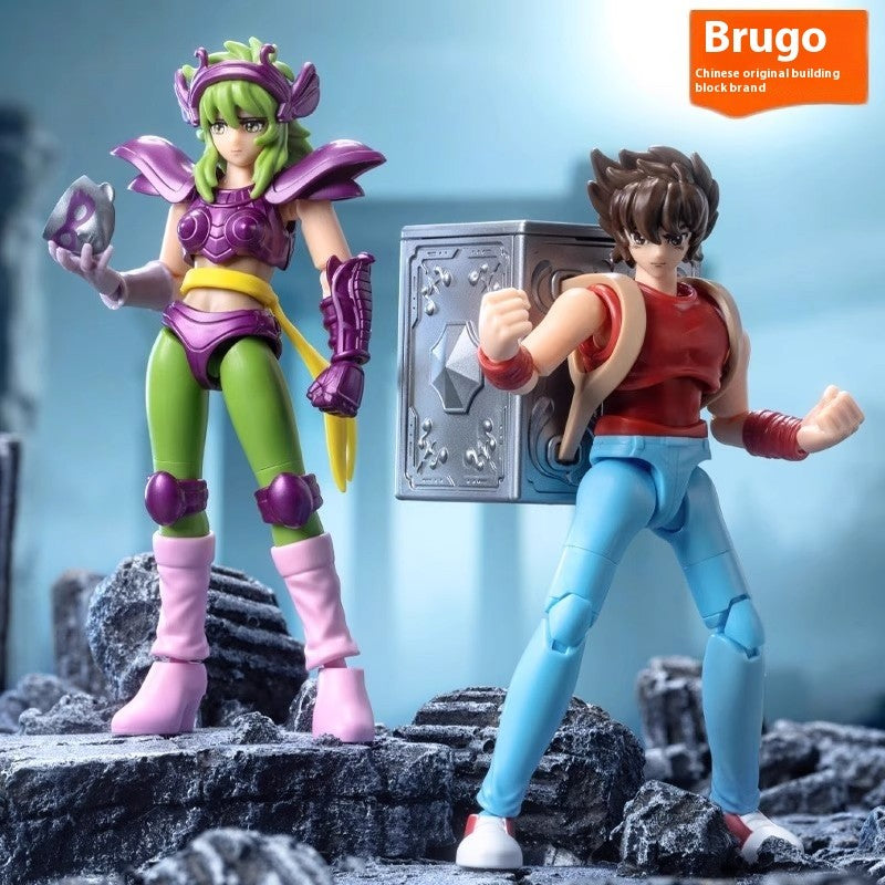 Blokees Saint Seiya Galaxy Versão 2 Bonecos de Ação Camus Hyoga Dohko Milo Shiryu Pegasus Nachi Anime Brinquedos Presentes Infantis