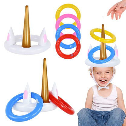 Unicorn Inflatable Ring Toss Game Toys Kids Birthday Party Favors Gifts Hawaiian Summer Beach Pool Party Decoration Supplies