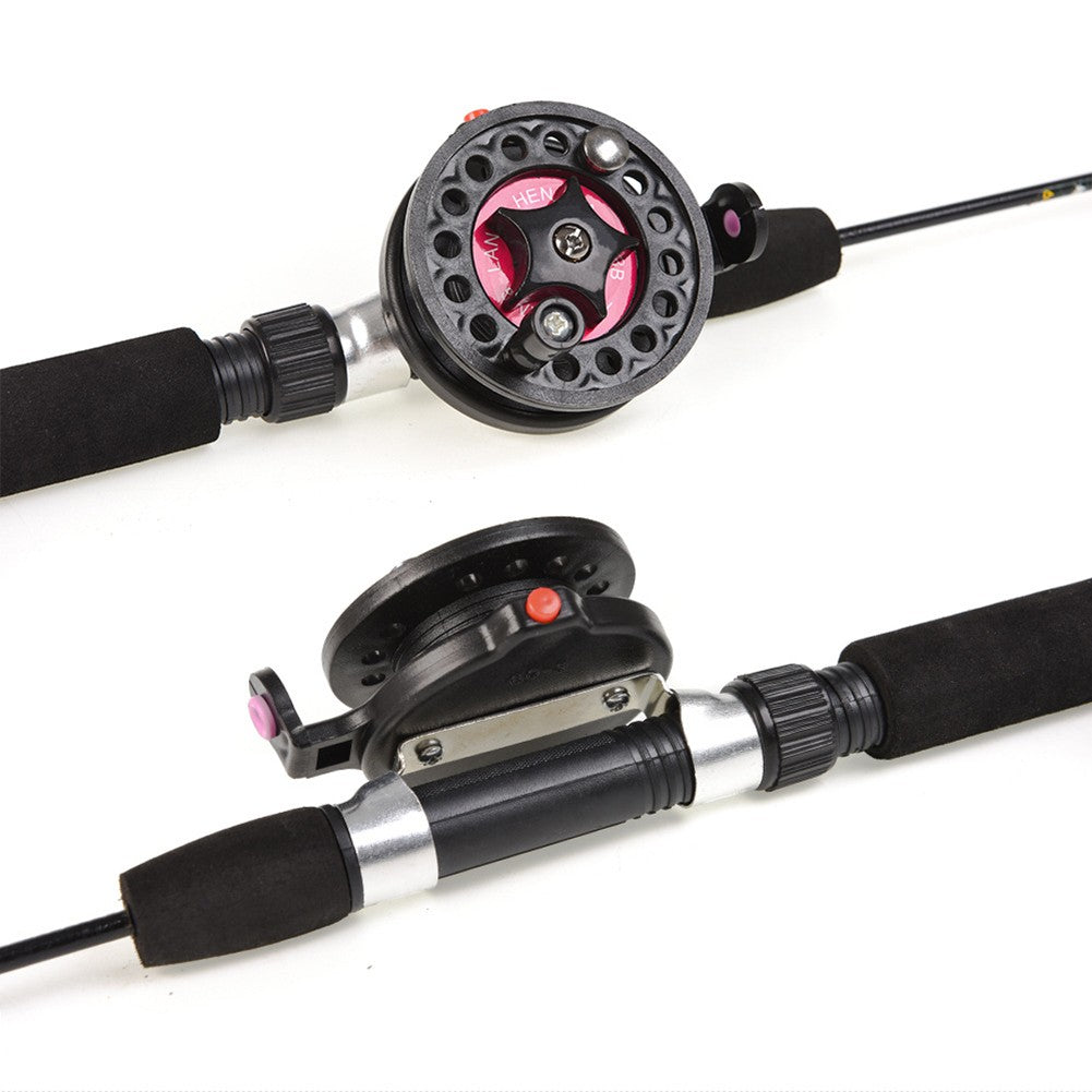 Cana de Pesca de Gelo de Inverno com Carretilha, Alimentador Mini Dobrável para Exterior, Vara de Pesca Telescópica Giratória para Gelo, Conjunto de Carretilha de Pesca