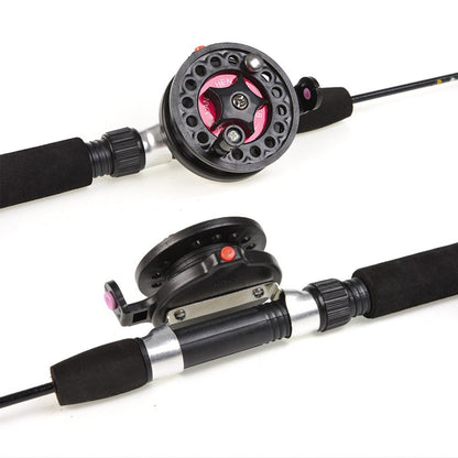 Cana de Pesca de Gelo de Inverno com Carretilha, Alimentador Mini Dobrável para Exterior, Vara de Pesca Telescópica Giratória para Gelo, Conjunto de Carretilha de Pesca