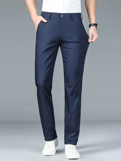 High Quality Luxury Straight Business Suit Pants Men Bamboo Fiber Designer Spring Summer Elegant Casual Long Formal Trouser Male