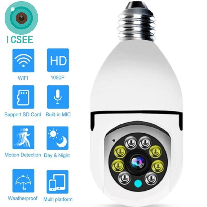 ICSEE 2MP Wifi Camera E27 Surveillance Camera Color Night Vision 360° Rotating Human Tracking Security Protection Smart Home