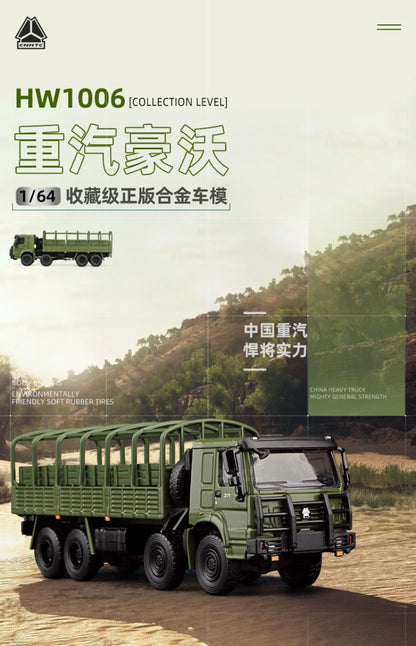 Masdi 1/64 Scania 770S V8 Caminhão Howo HW1006 Militar Verde Liga de Carro Modelo Miniatura Coleção Diecast Enfeite Modelo Hobby Brinquedo